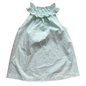 Sage & Lilly Girls Ruffle Neck Gingham Top Green White Size 10